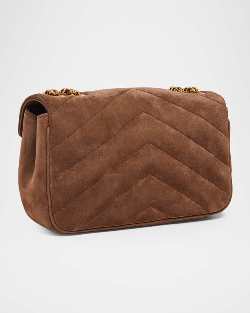 Loulou Small YSL Shoulder Bag in Matelasse Suede