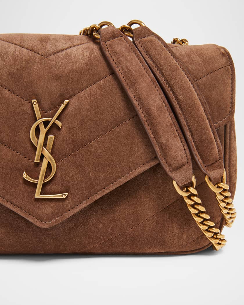 Loulou Small YSL Shoulder Bag in Matelasse Suede