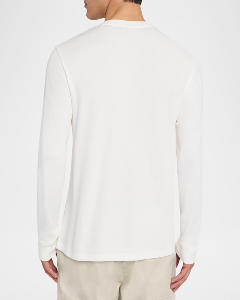 Vince Men's Jacquard-Rib Cotton Long-Sleeve Henley T-Shirt