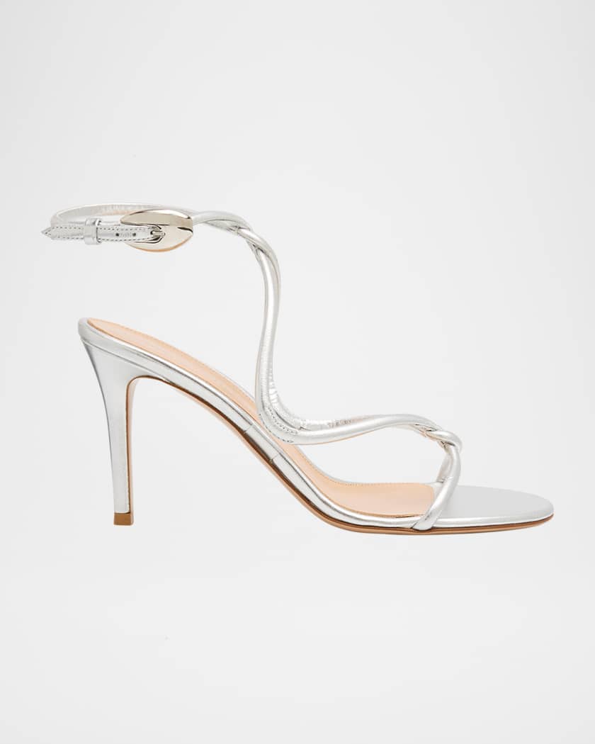 Gianvito Rossi Jungle Mamba Metallic Leather Ankle-Strap Sandals