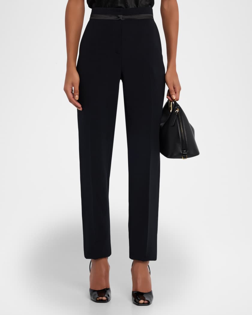 Emporio Armani Satin-Waist Straight-Leg Trousers Neiman Marcus