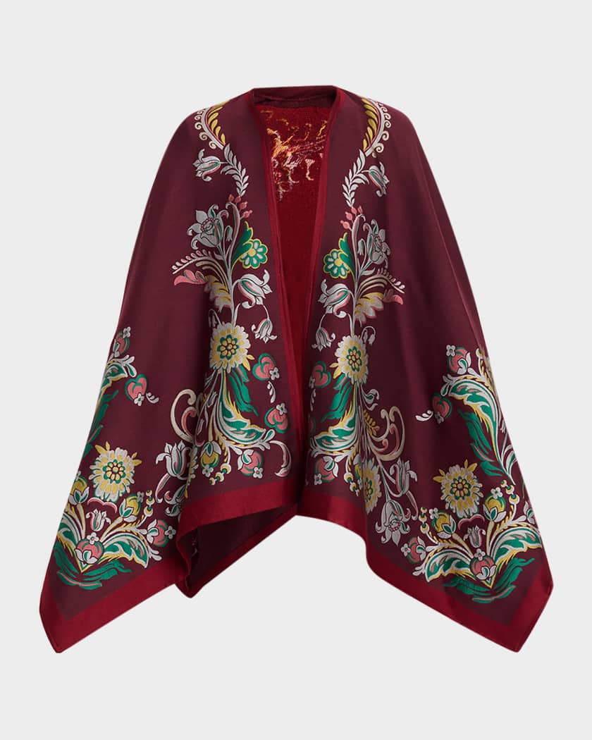 Etro Floral Jacquard Wool-Blend Cape | Neiman Marcus