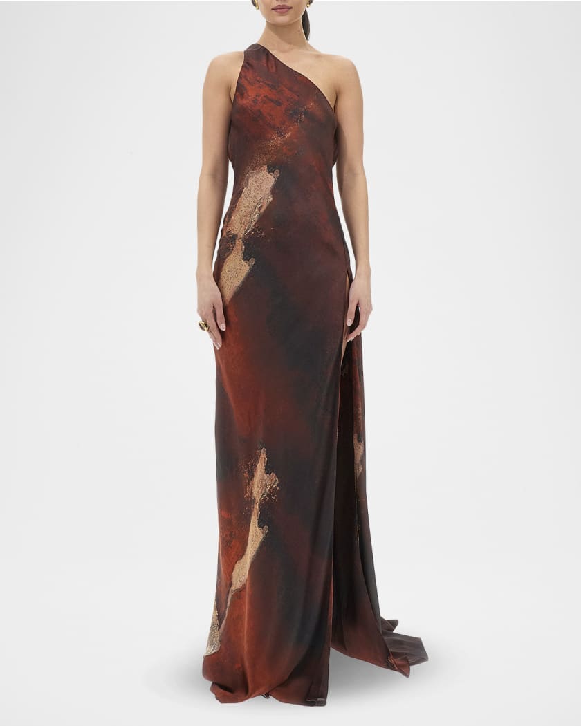 Al Fresco Printed Backless Trumpet Gown