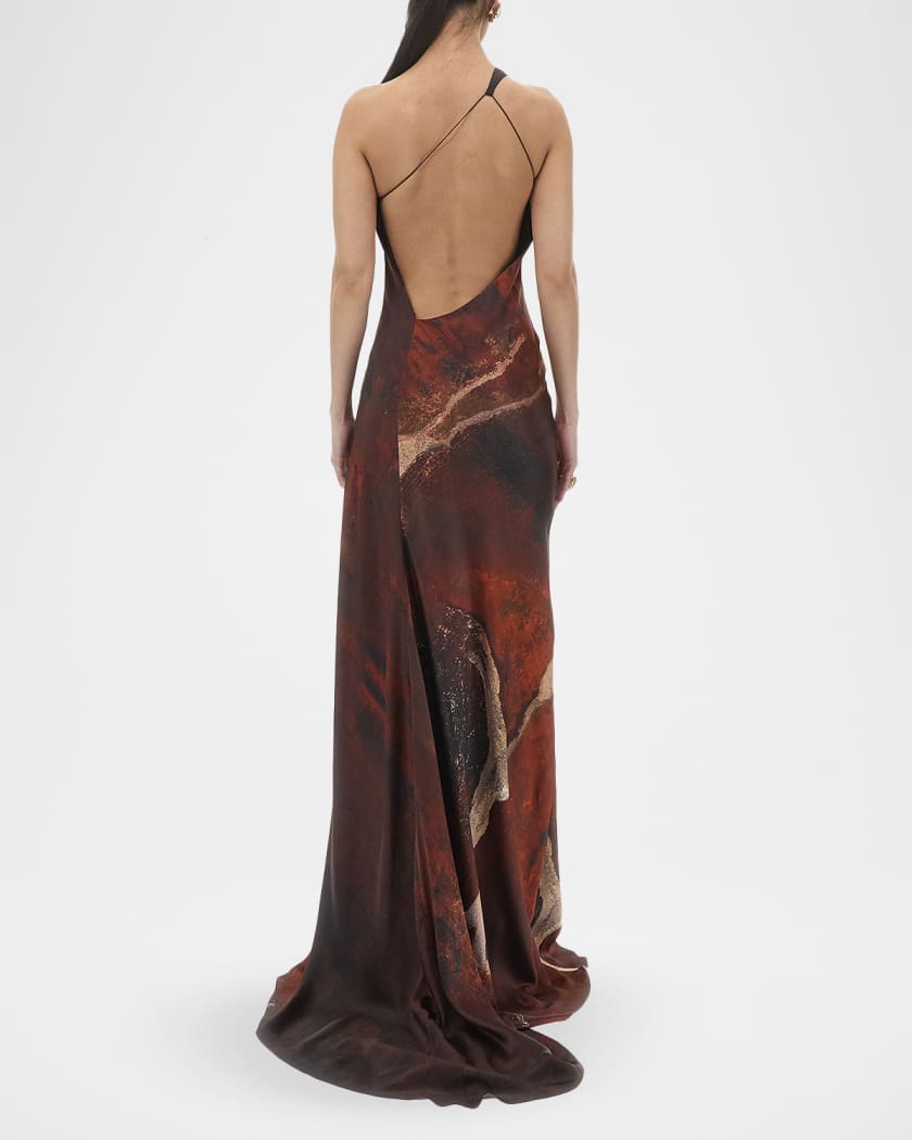 Al Fresco Printed Backless Trumpet Gown
