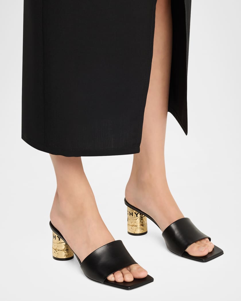 Givenchy 65mm Logo Heel Leather Mule Sandals | Neiman Marcus