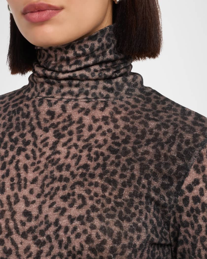 Leopard-Print Turtleneck Pullover