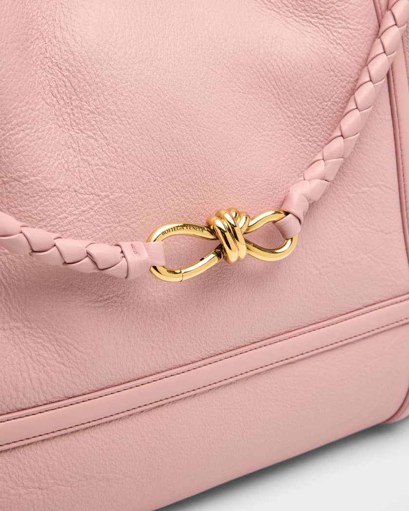 Andiamo Shearling-Trim Leather Top-Handle Bag