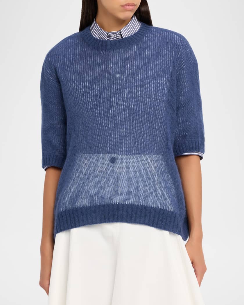 Brunello Cucinelli Mohair Shetland Gauze Crewneck Sweater | Neiman