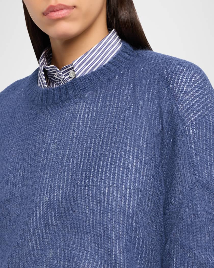 Brunello Cucinelli Mohair Shetland Gauze Crewneck Sweater | Neiman