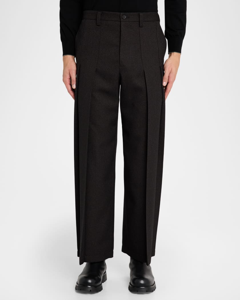 Issey Miyake Men's Pleated Wool Tweed Trousers | Neiman Marcus