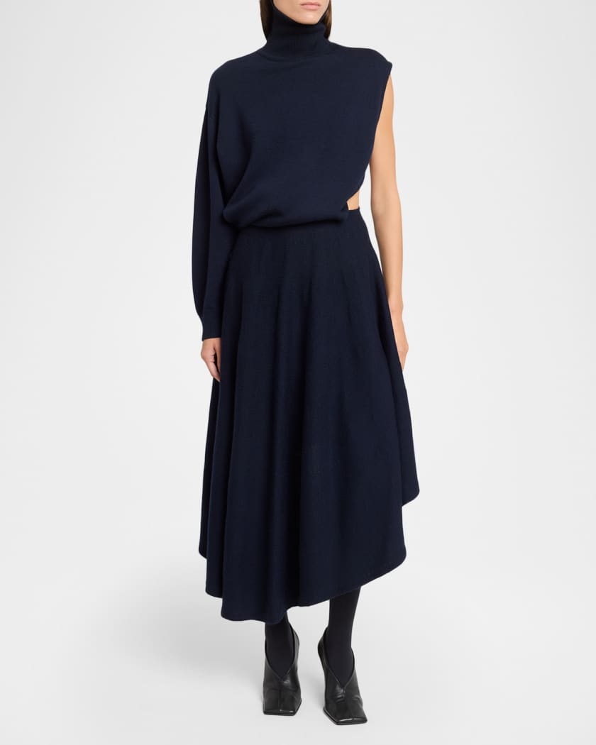 ALAIA Asymmetrical Cutout Wool Dress | Neiman Marcus