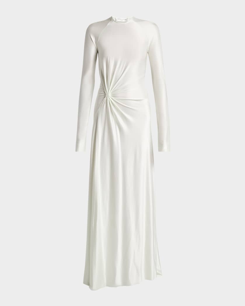 Victoria Beckham Long-Sleeve Twisted-Waist Gown | Neiman Marcus