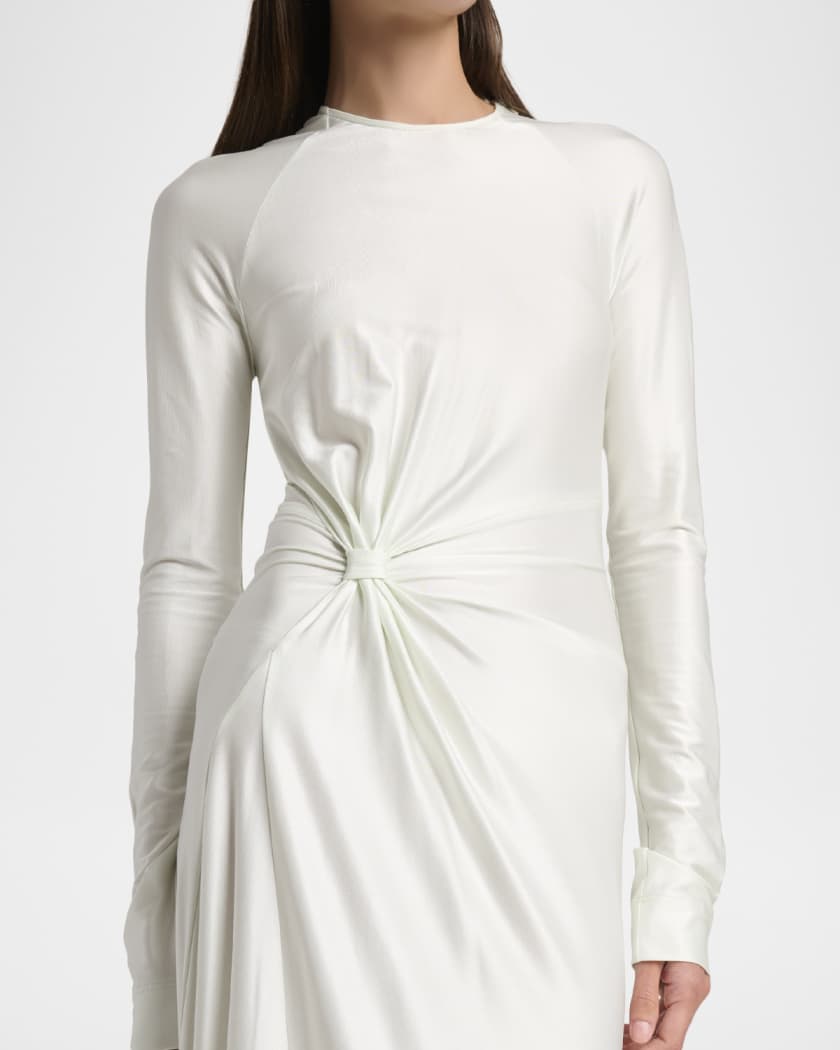 Victoria Beckham Long-Sleeve Twisted-Waist Gown | Neiman Marcus