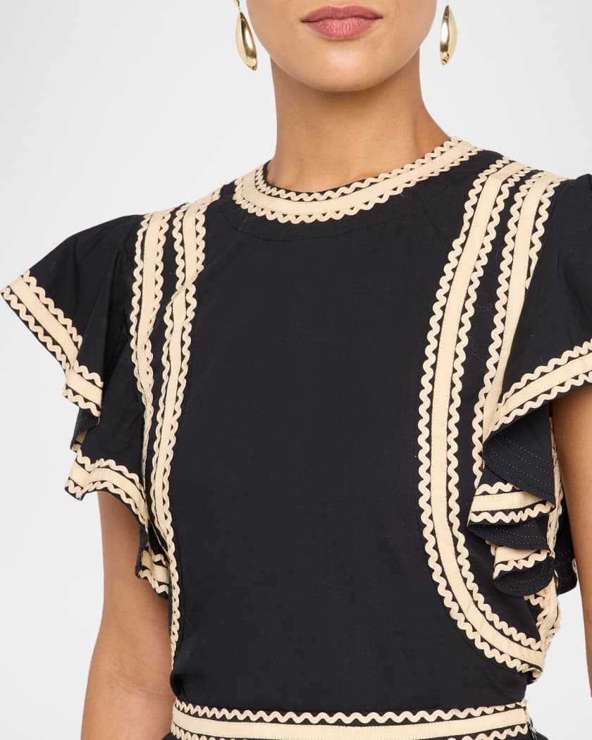 Anora Flutter-Sleeve Blouse