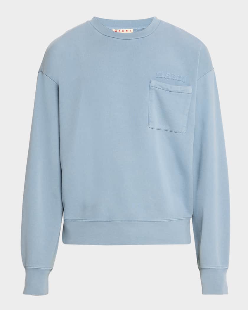 Marni Men's Cotton Logo Applique Pocket Sweatshirt | Neiman Marcus