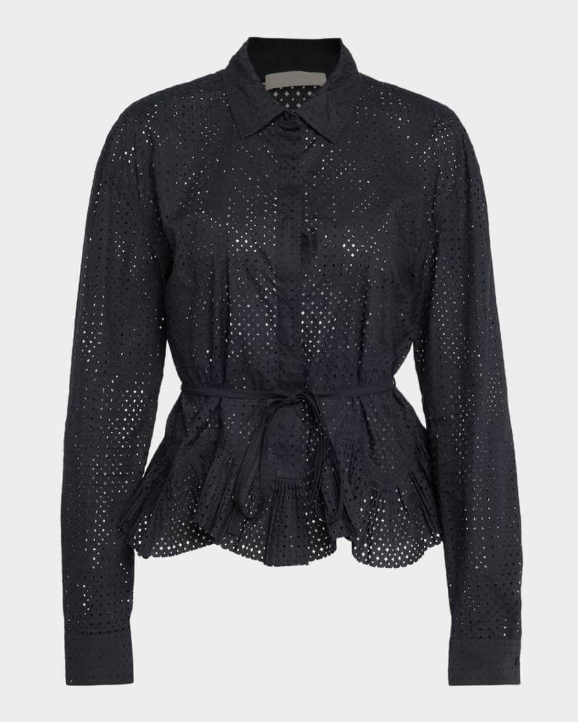 Kelila Long-Sleeve Button-Front Cotton Top