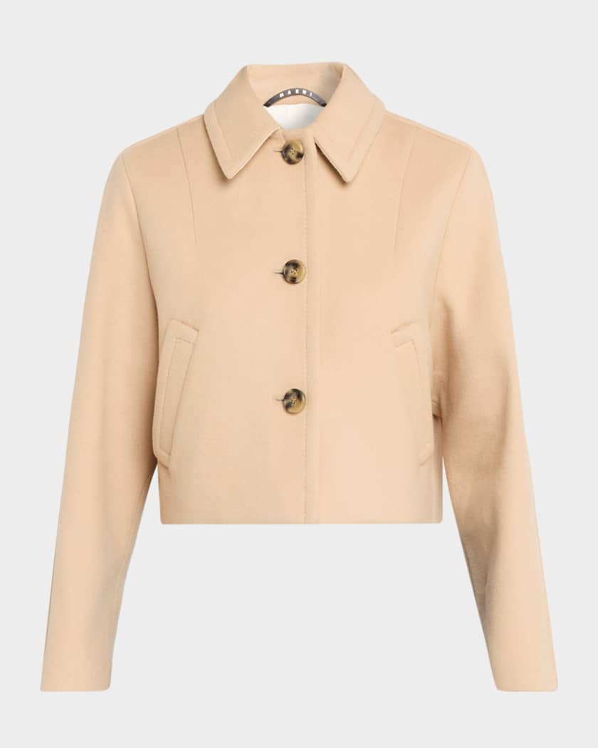 Marni Single-Breasted Wool Cropped Jacket | Neiman Marcus