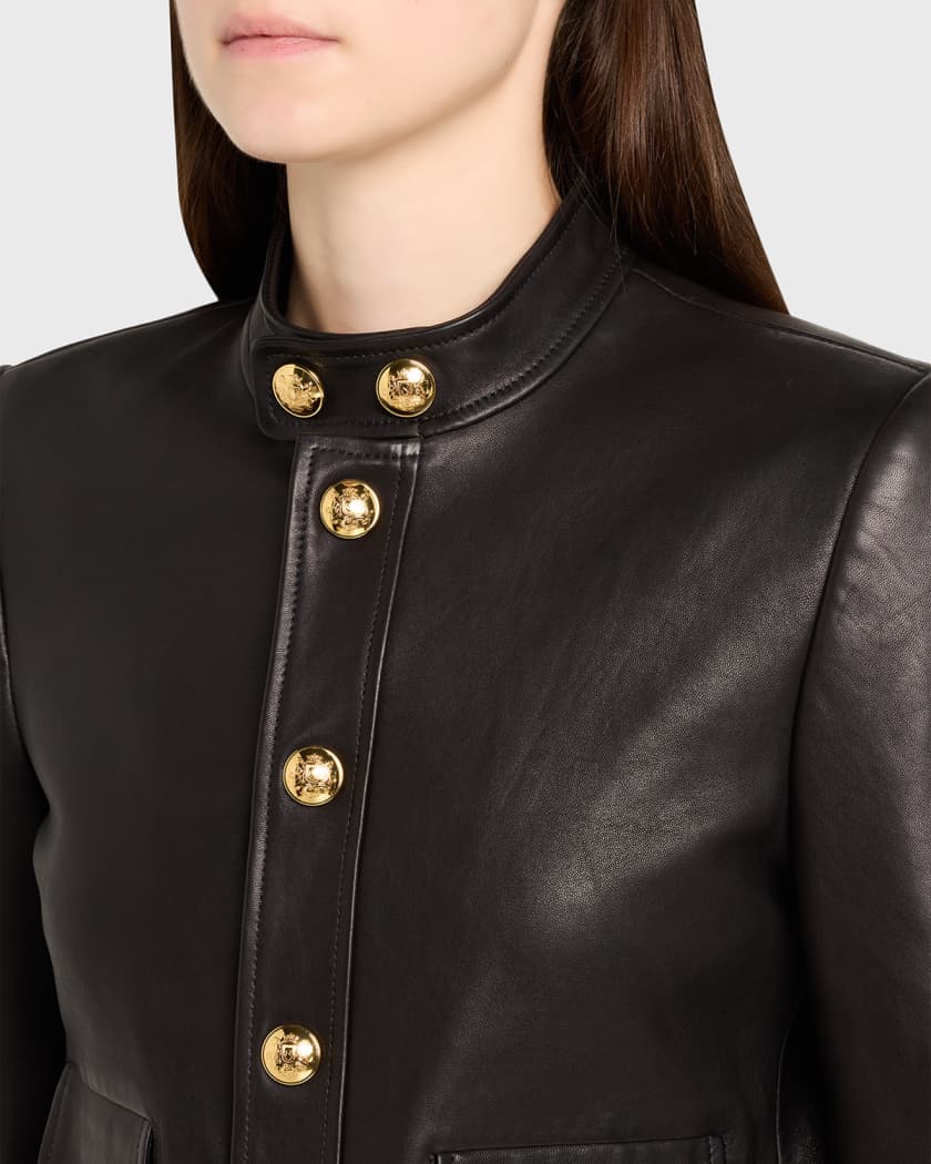 Nili Lotan Hadley Leather Crop Jacket | Neiman Marcus