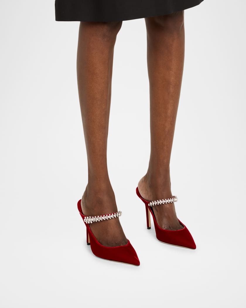 100mm Bing Embellished Velvet Mule Pumps