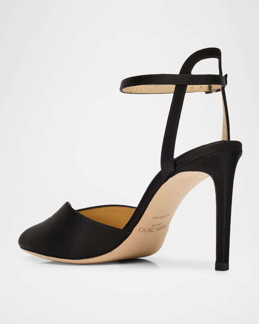 hanaブラック40 Jimmy Choo Sacora 85 Satin Ankle-Strap Sandals | Neiman Marcus