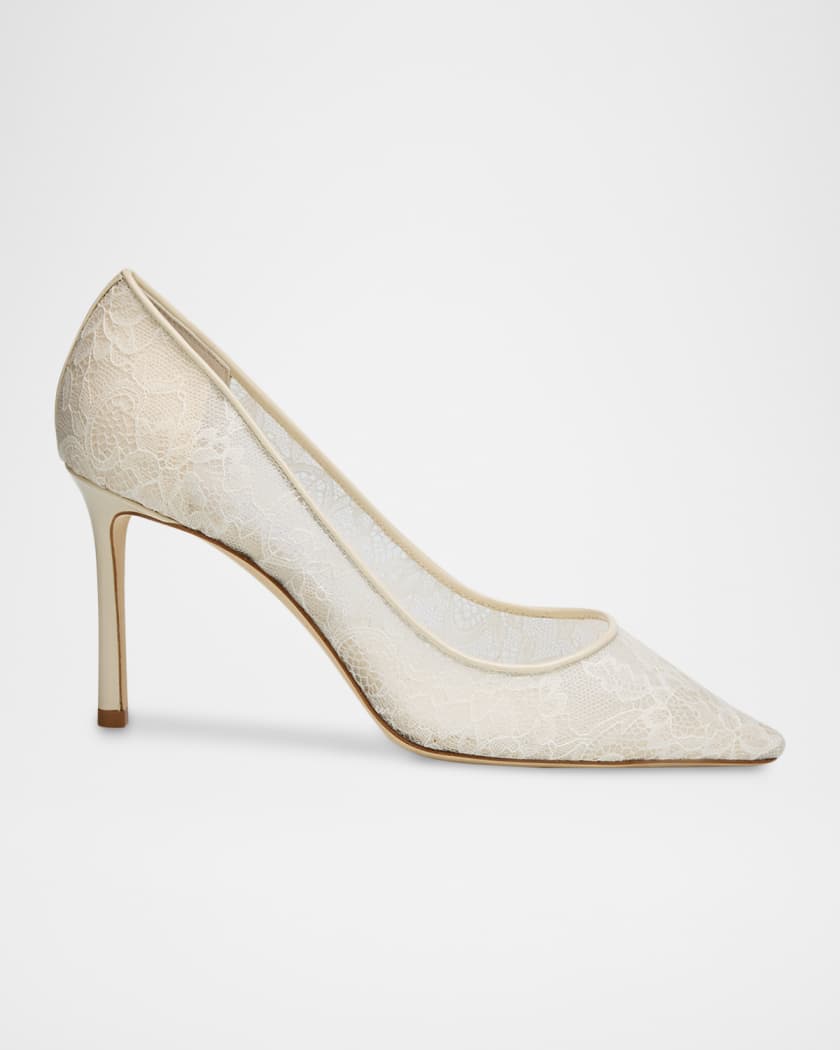 Jimmy Choo 85mm Romy Lace Pointed-Toe Pumps | Neiman Marcus