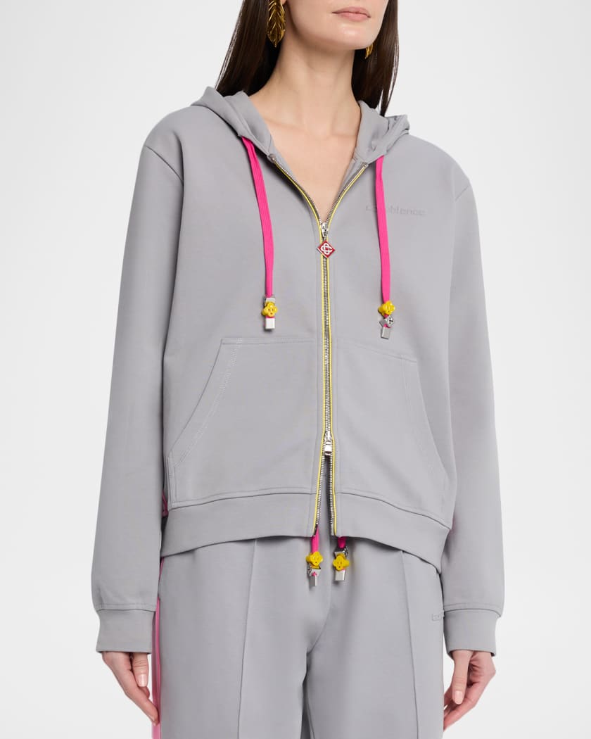 CASABLANCA Zip-Front Stretch Cotton Hoodie | Neiman Marcus