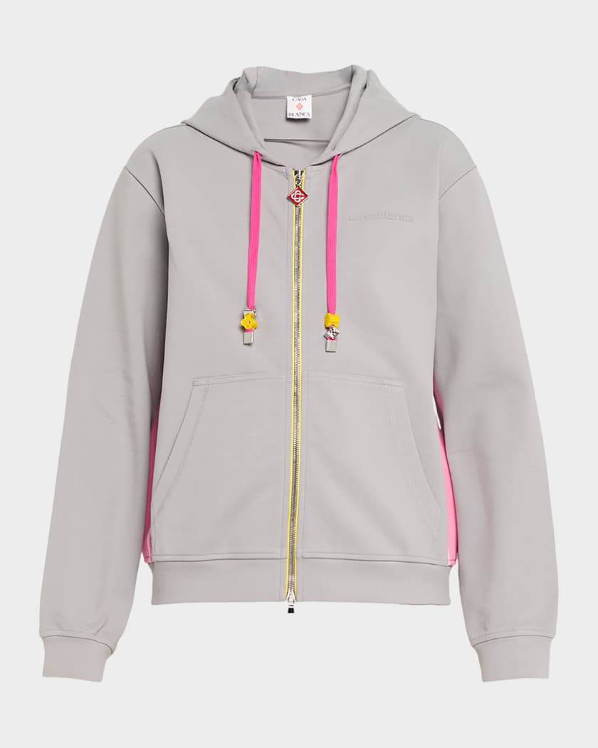 CASABLANCA Zip-Front Stretch Cotton Hoodie | Neiman Marcus