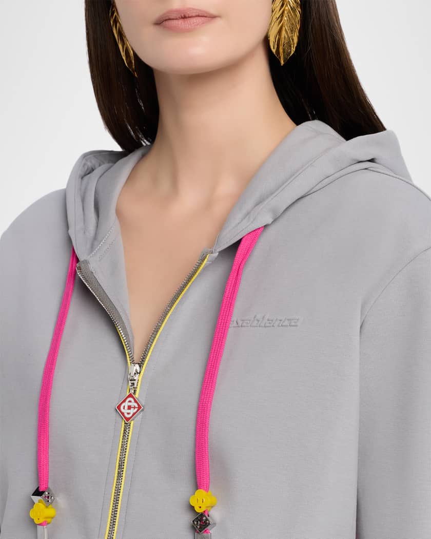 CASABLANCA Zip-Front Stretch Cotton Hoodie | Neiman Marcus