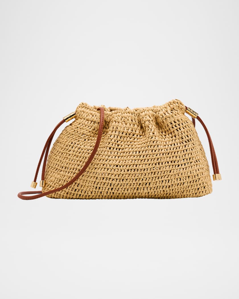 Ulla Johnson Lali Ruched Raffia Clutch Bag | Neiman Marcus