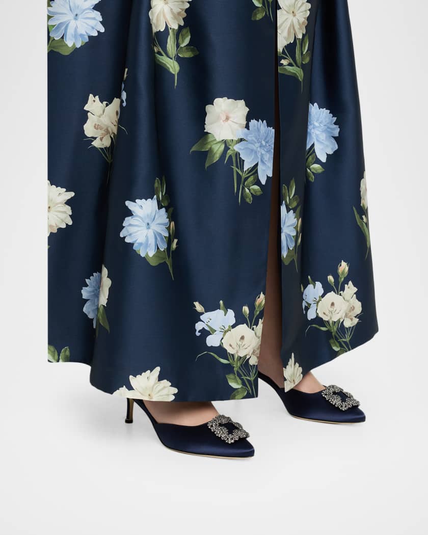 Manolo Blahnik 50mm Hangisli Satin Slingback Pumps | Neiman Marcus
