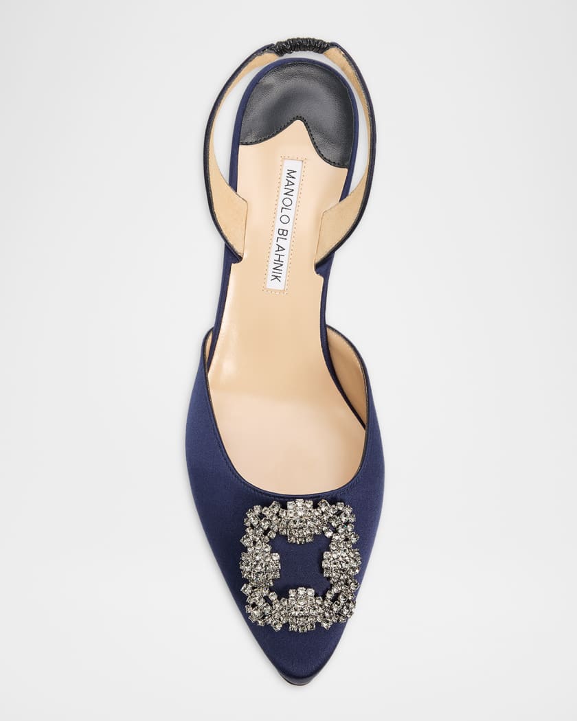 Manolo Blahnik 50mm Hangisli Satin Slingback Pumps | Neiman Marcus
