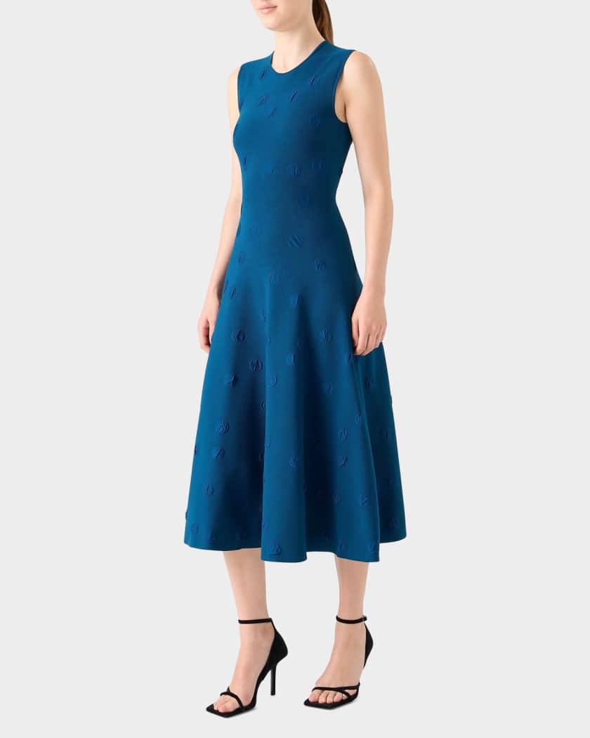 Akris punto 3D Dot Knit Fit &amp; Flare Midi-Dress | Neiman Marcus
