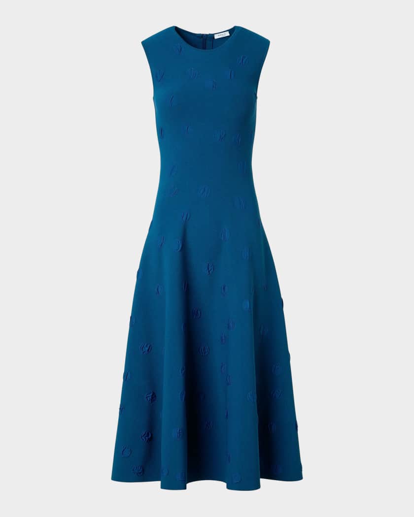 Akris punto 3D Dot Knit Fit &amp; Flare Midi-Dress | Neiman Marcus