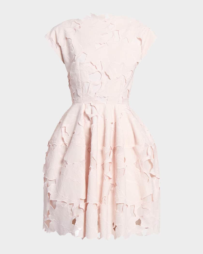 slim fit dress slacks White Floral Lace Mini Dress – self-portrait-US main image 0