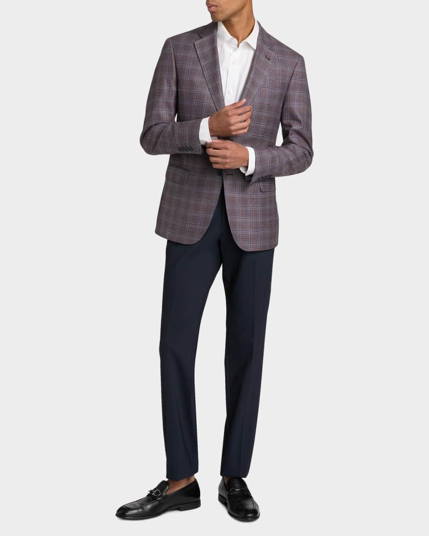 美品　EMPORIO ARMANI　フーデッドグラフチェックジャガードジャケット Emporio Armani Plaid Virgin Wool Sport Jacket | Neiman Marcus