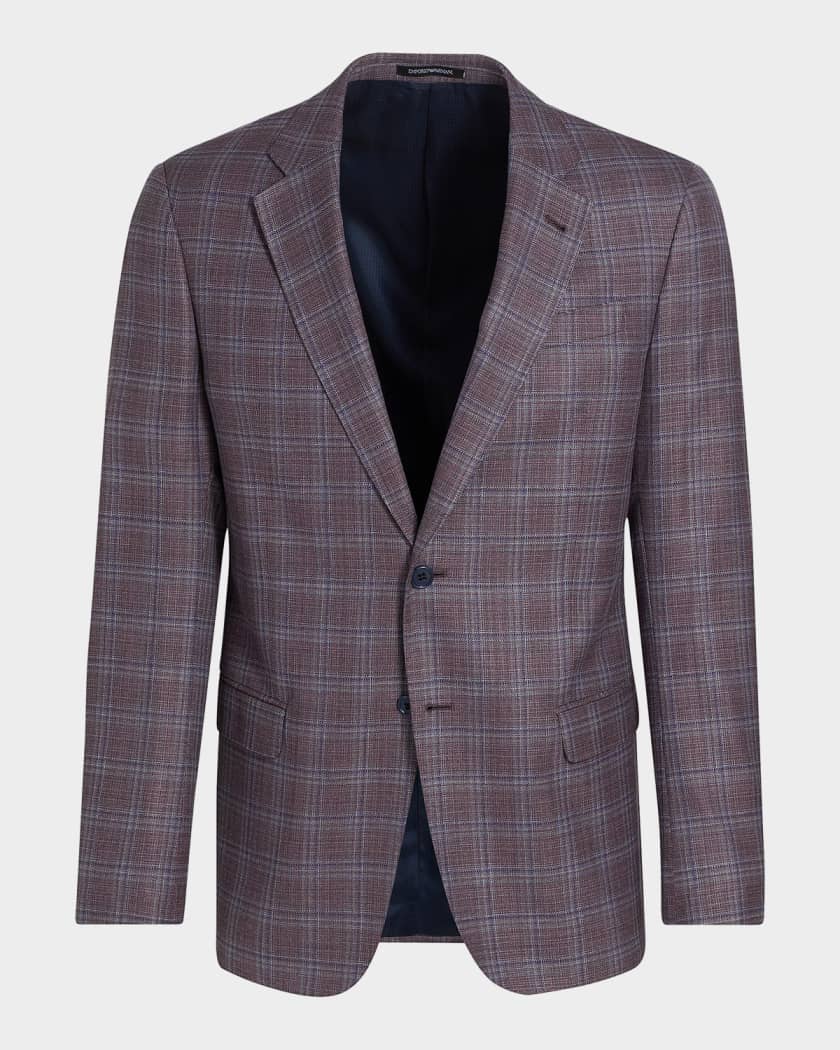 Emporio Armani Plaid Virgin Wool Sport Jacket | Neiman Marcus