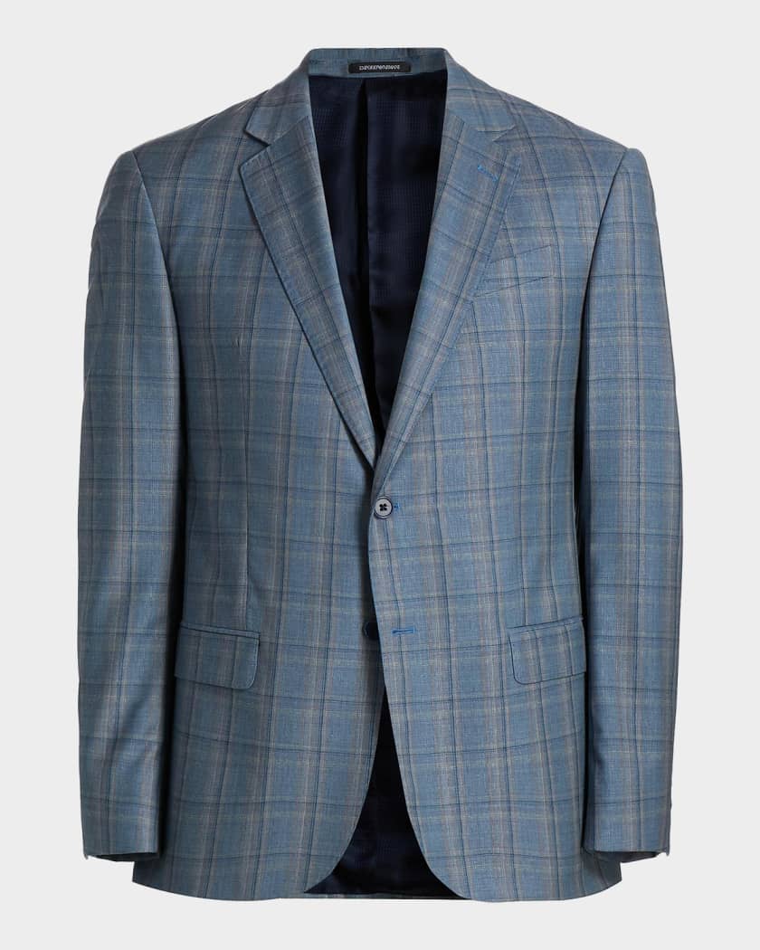 Emporio Armani Virgin Wool Windowpane Jacket | Neiman Marcus