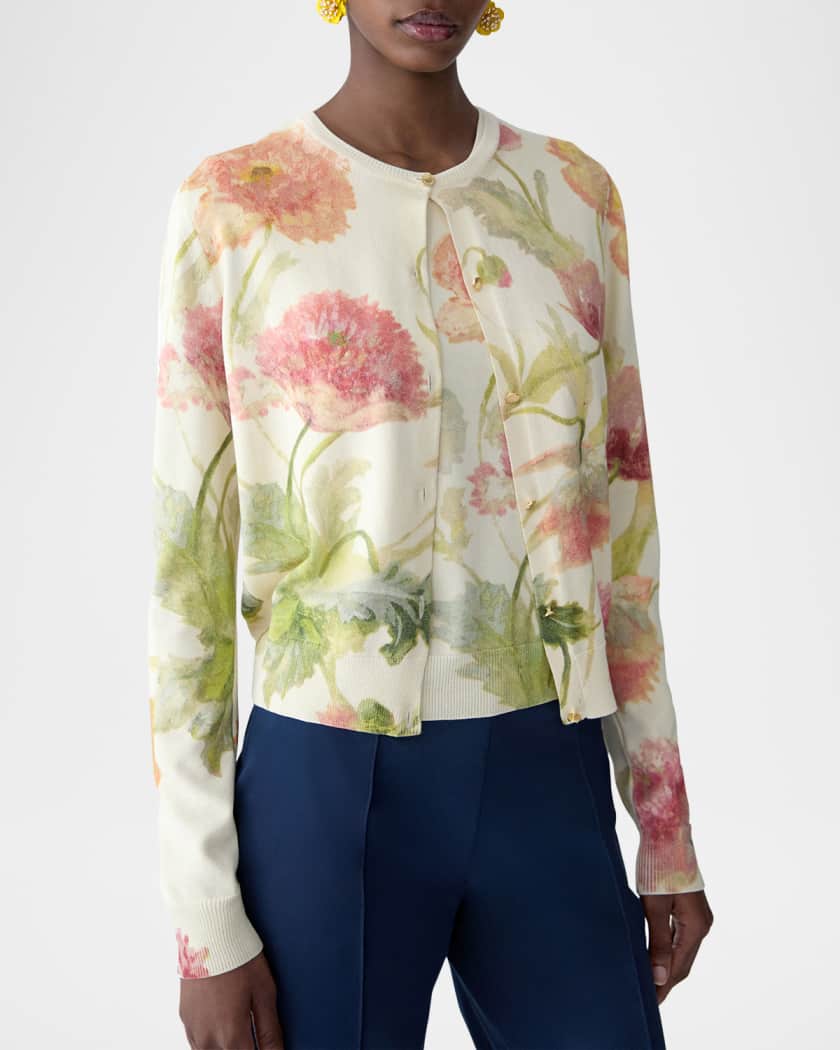 Floral-Print Silk-Cotton Collection | Neiman Marcus