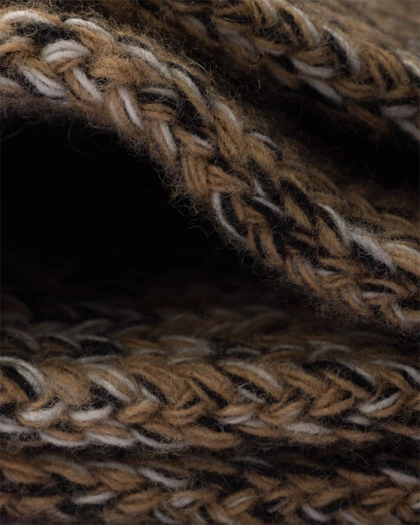 Melange Wool-Cashmere Fisherman Rib Scarf