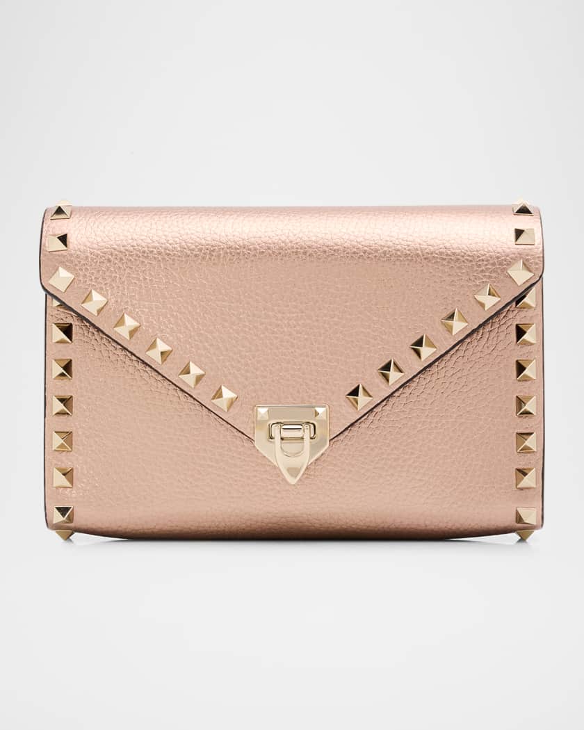 美品 VALENTINO ヴァレンティノ ROCKSTUD Clutch Valentino Garavani Rockstud Metallic Calfskin Leather Mini Clutch