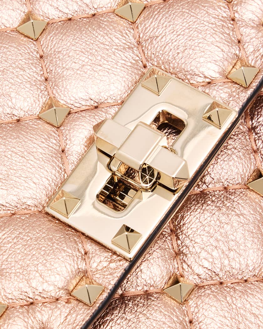 Valentino Garavani Rockstud Spike Metallic Calfskin Shoulder Bag