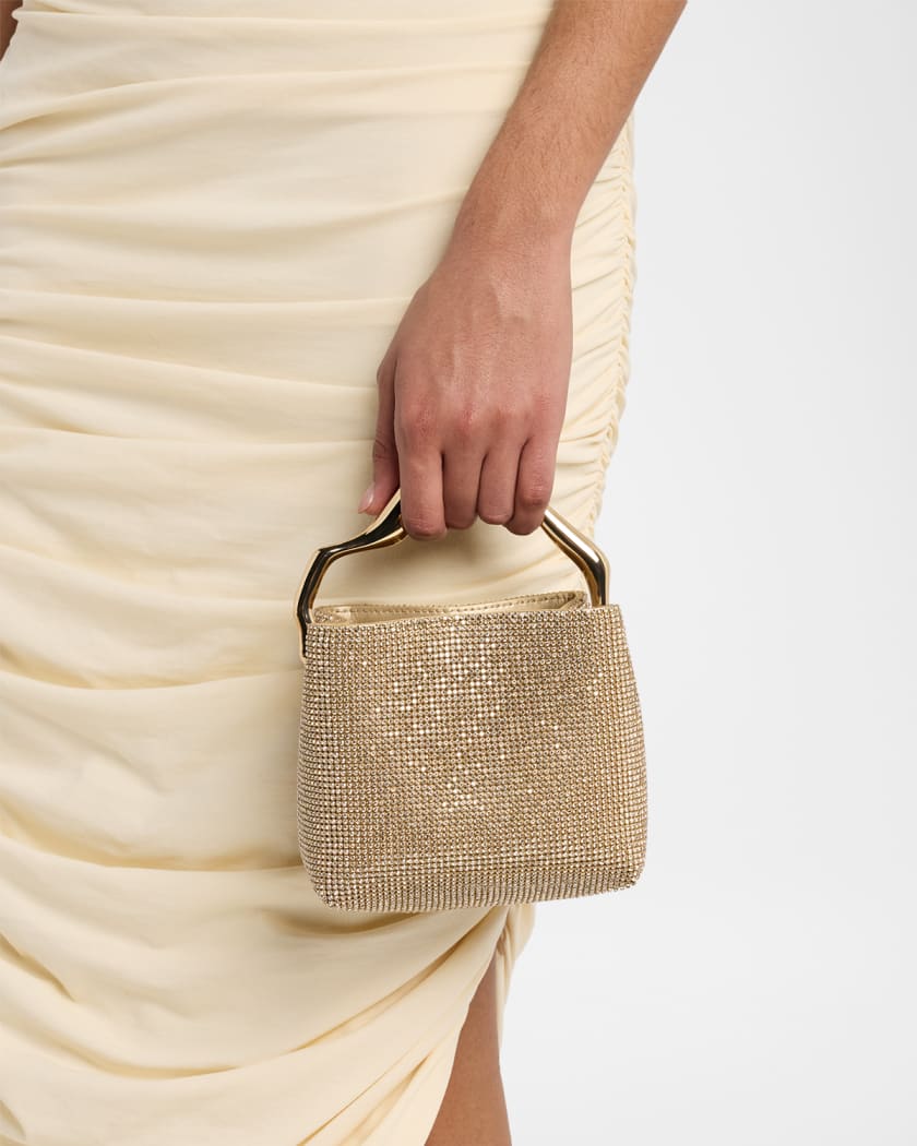 Cult Gaia Solene Mini Rhinestone Sculptural Top-Handle Bag