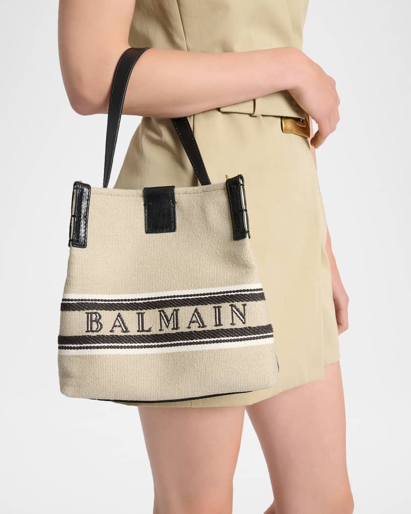 Balmain Release Bucket Crossbody Bag in Canvas | Neiman Marcus
