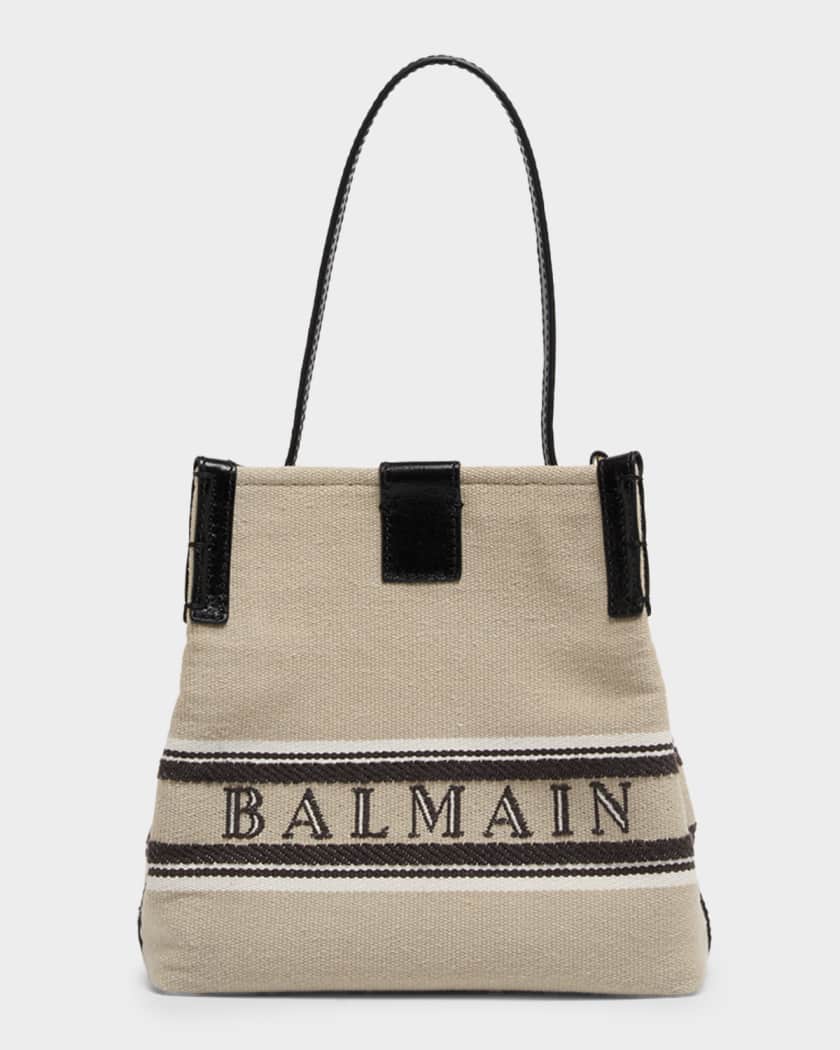 Balmain Release Bucket Crossbody Bag in Canvas | Neiman Marcus