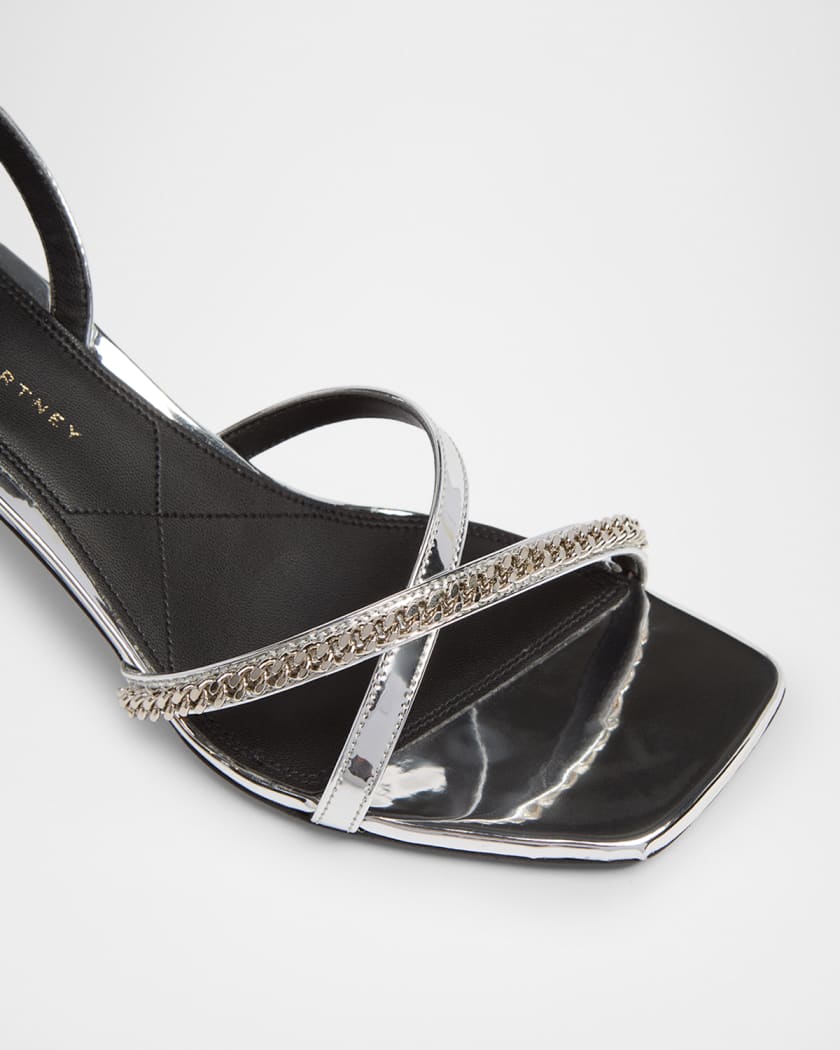 Stella McCartney 65mm Elsa Metallic Sandals | Neiman Marcus