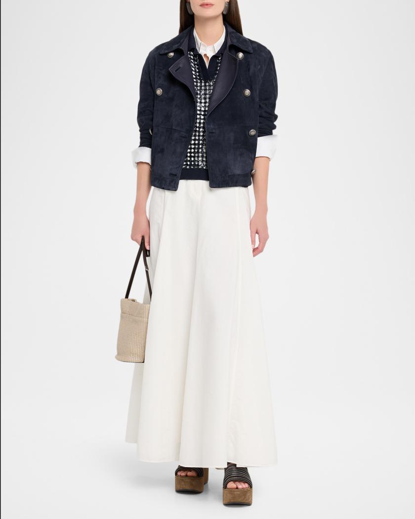 Pull Brunello Cucinelli En Lin Et Soie Noir Avec Dentelle Et Franges - Taille XL, Neuf Avec étiquette