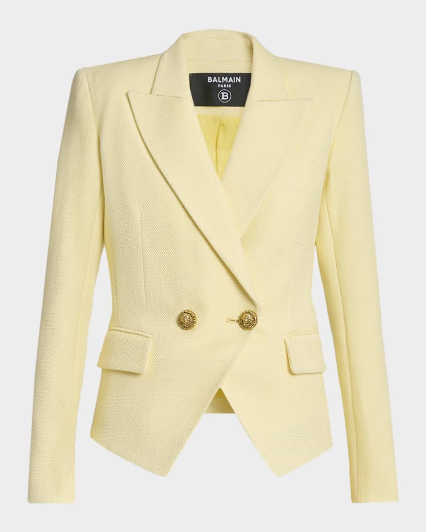 Balmain 2-Buttons Natte Blazer Jacket | Neiman Marcus