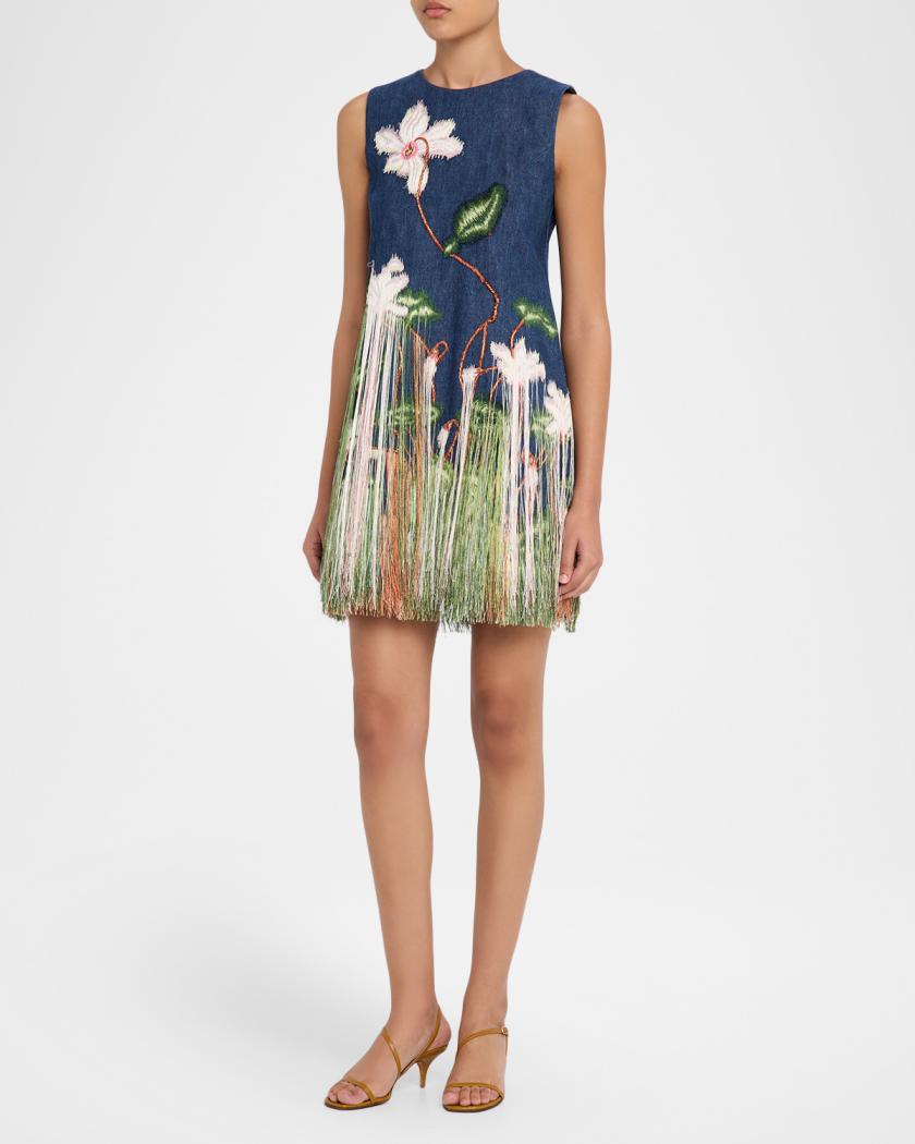 oscar de la renta denim mini dress FEMININE & FLIRTATIOUS. OSCAR DE LA RENTA DENIM MINI DRESS #north42  #north42fashion #oscardelarenta #torontofashion #springstyle