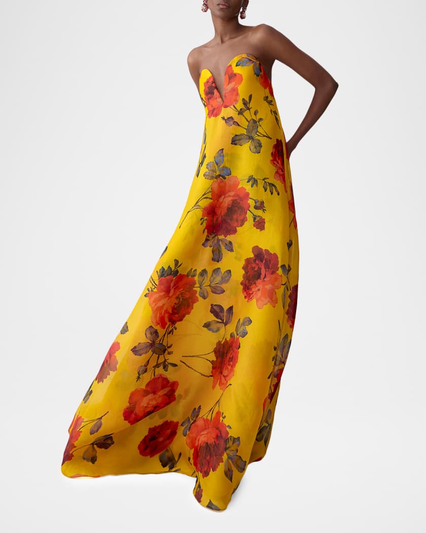 carolina herrera yellow silk dress Carolina Herrera Silk Overlay Column Gown In Taxi Cab Yellow - Meghan  Markle Dresses