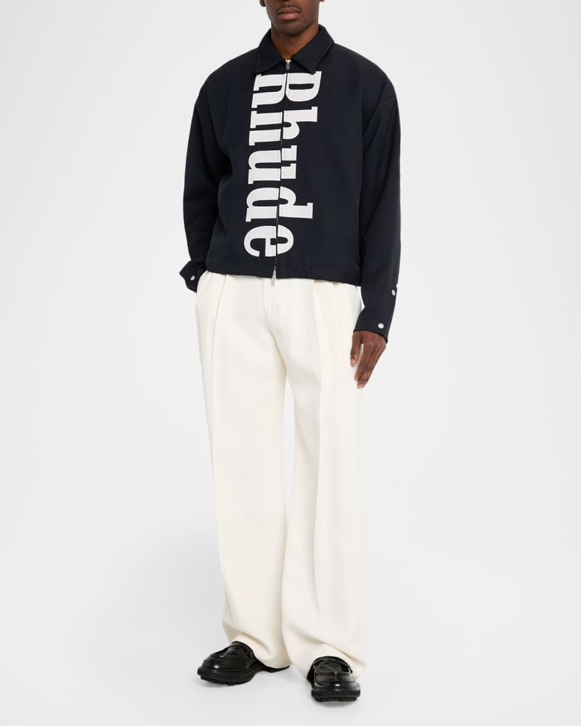 Men's Logo Twill Wool Full-Zip Shirt Jacket